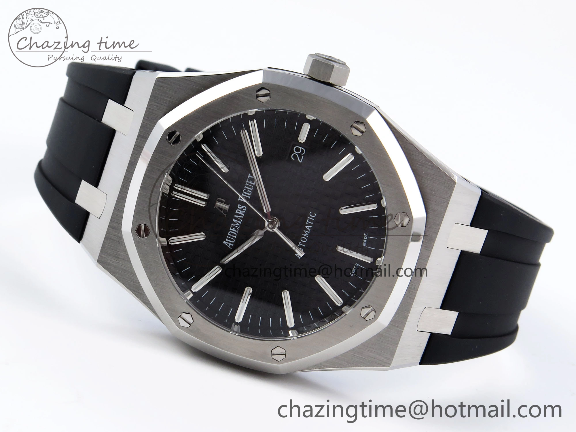 ROYAL OAK 41MM 15400 SS APSF 1:1 BEST EDITION BLACK TEXTURED DIAL ON BLACK RUBBER STRAP SA3120 SUPER CLONE V EyeCatching 4492