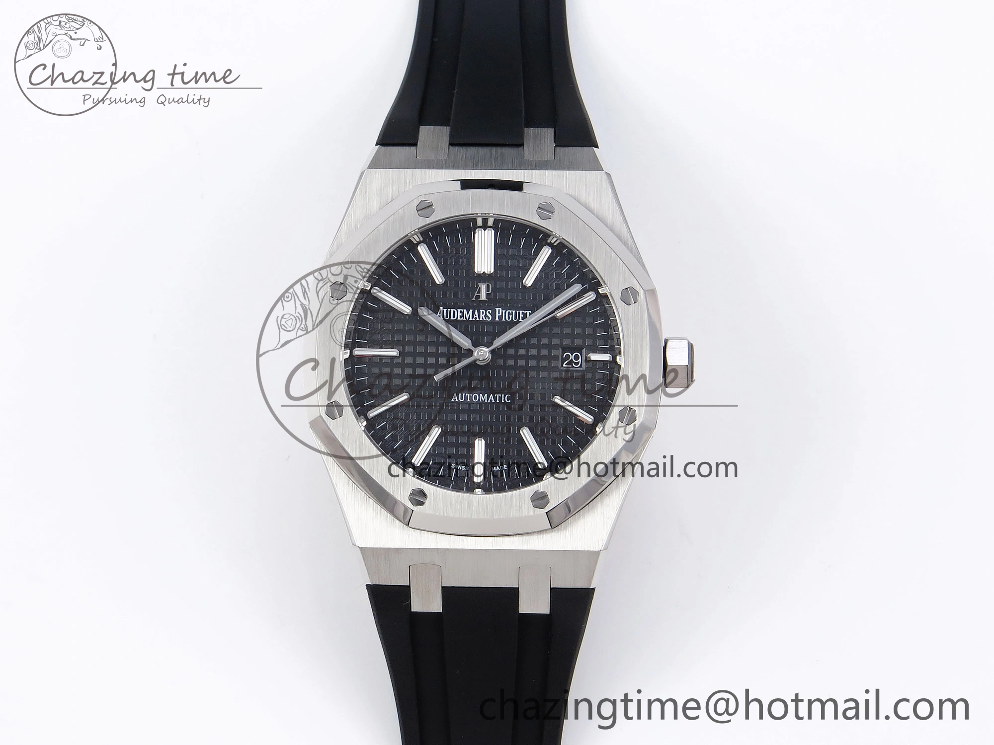 ROYAL OAK 41MM 15400 SS APSF 1:1 BEST EDITION BLACK TEXTURED DIAL ON BLACK RUBBER STRAP SA3120 SUPER CLONE V EyeCatching 4492