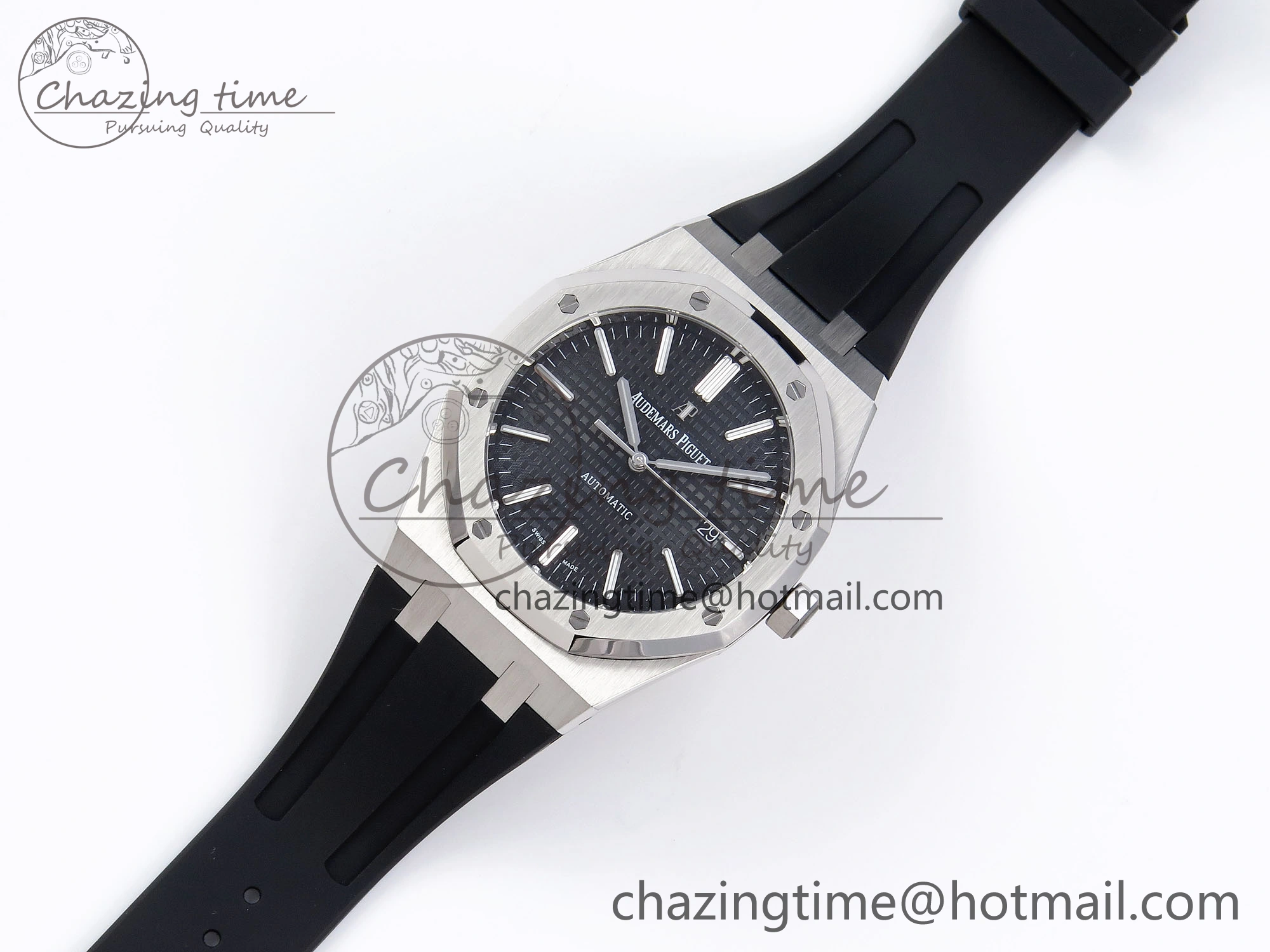 ROYAL OAK 41MM 15400 SS APSF 1:1 BEST EDITION BLACK TEXTURED DIAL ON BLACK RUBBER STRAP SA3120 SUPER CLONE V EyeCatching 4492