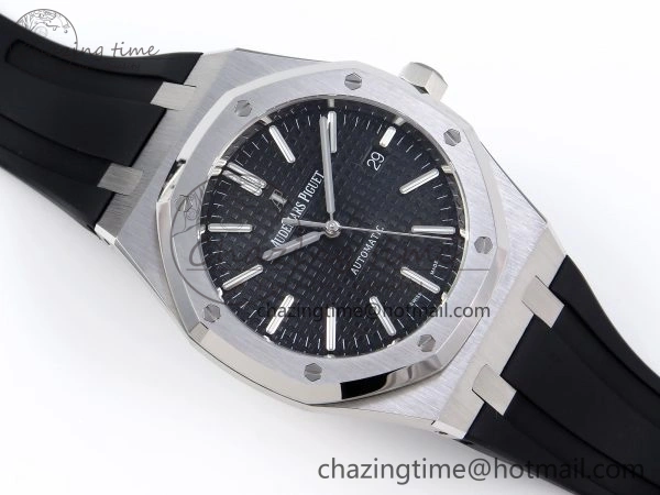 ROYAL OAK 41MM 15400 SS APSF 1:1 BEST EDITION BLACK TEXTURED DIAL ON BLACK RUBBER STRAP SA3120 SUPER CLONE V EyeCatching 4492