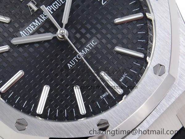 ROYAL OAK 41MM 15400 SS APSF 1:1 BEST EDITION BLACK TEXTURED DIAL ON BLACK RUBBER STRAP SA3120 SUPER CLONE V EyeCatching 4492