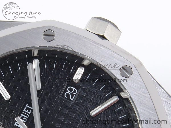 ROYAL OAK 41MM 15400 SS APSF 1:1 BEST EDITION BLACK TEXTURED DIAL ON BLACK RUBBER STRAP SA3120 SUPER CLONE V EyeCatching 4492