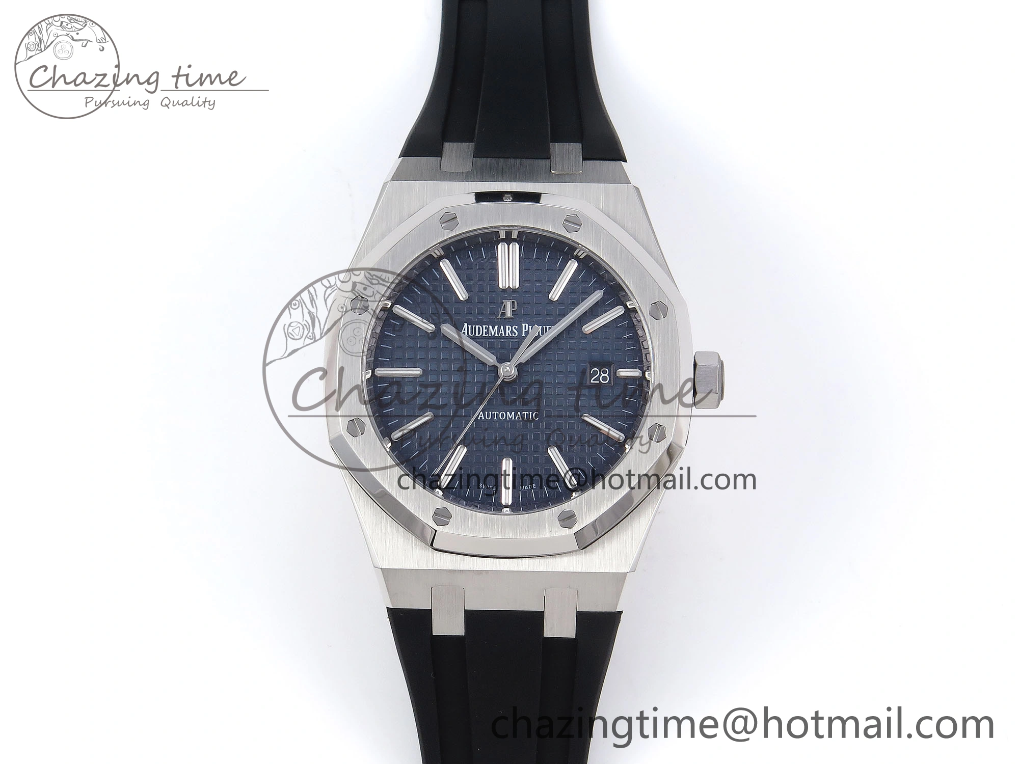 GoAnywhere ROYAL OAK 41MM 15400 SS APSF 1:1 BEST EDITION BLUE TEXTURED DIAL ON BLACK RUBBER STRAP SA3120 SUPER CLONE V 4493