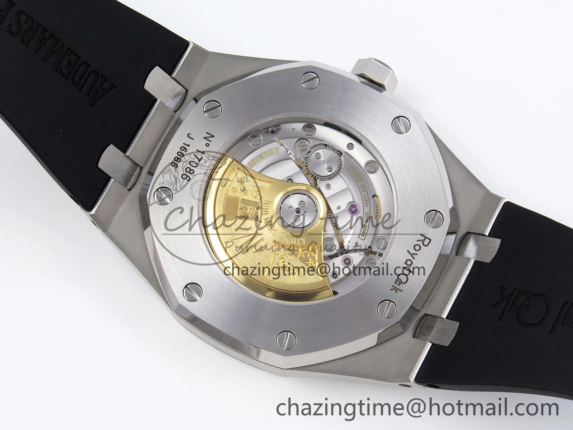 TopPick ROYAL OAK 41MM 15400 SS APSF 1:1 BEST EDITION GRAY TEXTURED DIAL ON BLACK RUBBER STRAP SA3120 SUPER CLONE V 4491