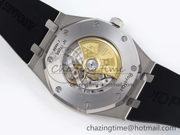 TopPick ROYAL OAK 41MM 15400 SS APSF 1:1 BEST EDITION GRAY TEXTURED DIAL ON BLACK RUBBER STRAP SA3120 SUPER CLONE V 4491