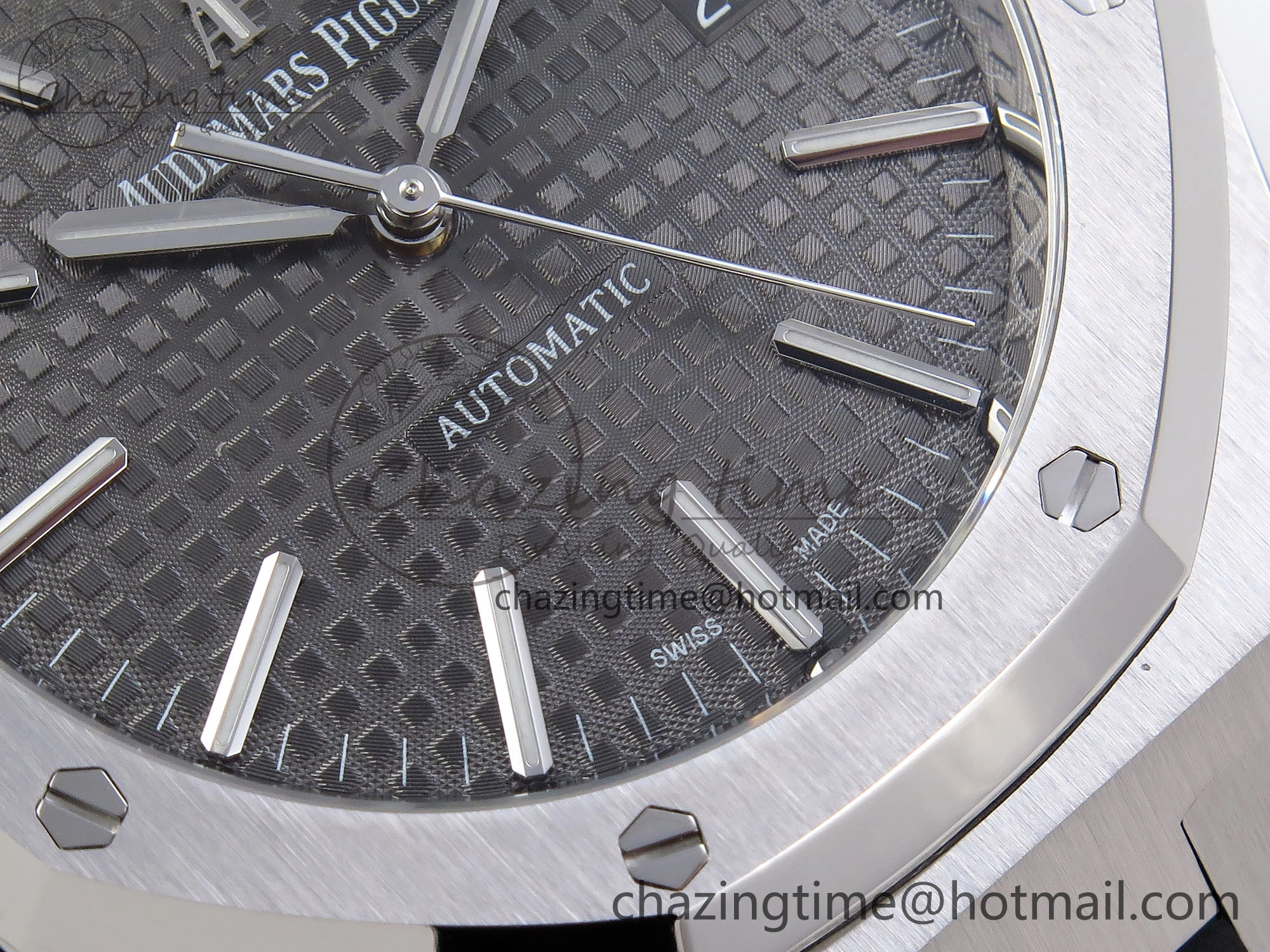 TopPick ROYAL OAK 41MM 15400 SS APSF 1:1 BEST EDITION GRAY TEXTURED DIAL ON BLACK RUBBER STRAP SA3120 SUPER CLONE V 4491