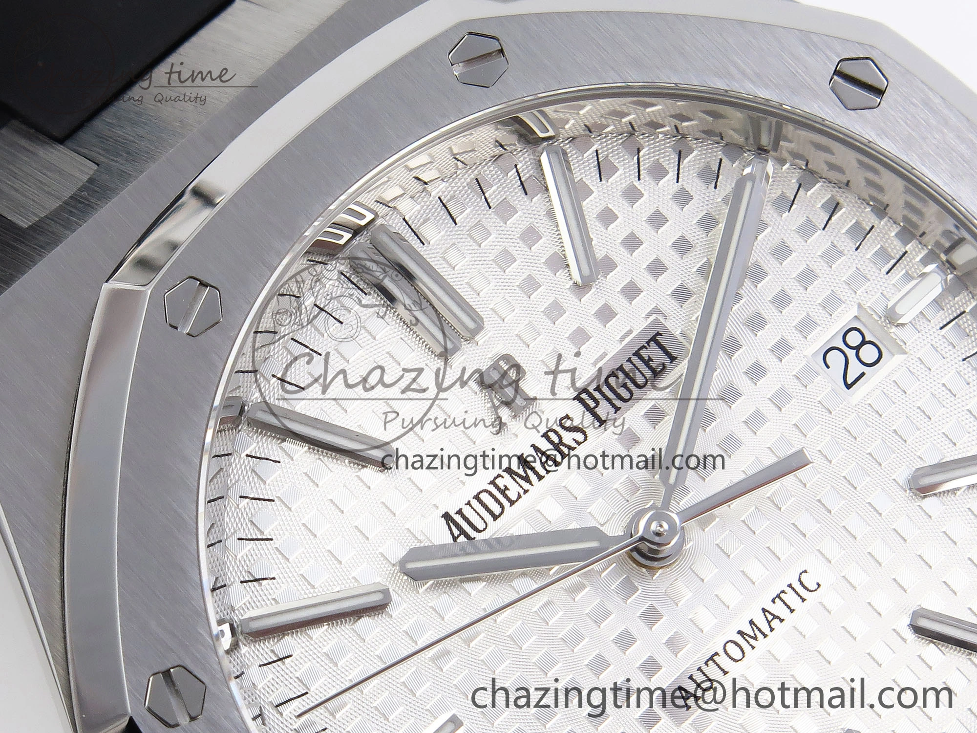 ROYAL OAK 41MM 15400 SS APSF 1:1 BEST EDITION WHITE TEXTURED DIAL ON BLACK RUBBER STRAP SA3120 SUPER CLONE V Breathable 4490