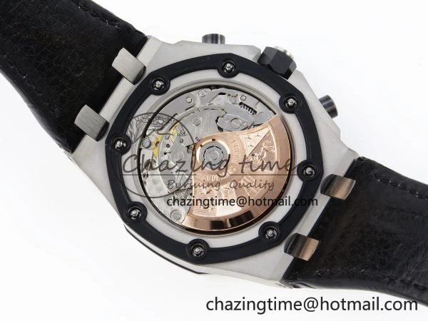 NewStyle ROYAL OAK OFFSHORE 42MM SS APF 1:1 BEST EDITION BLACK DIAL WHITE MARKERS CERAMIC BEZEL ON BLACK RUBBER STRAP A 4514