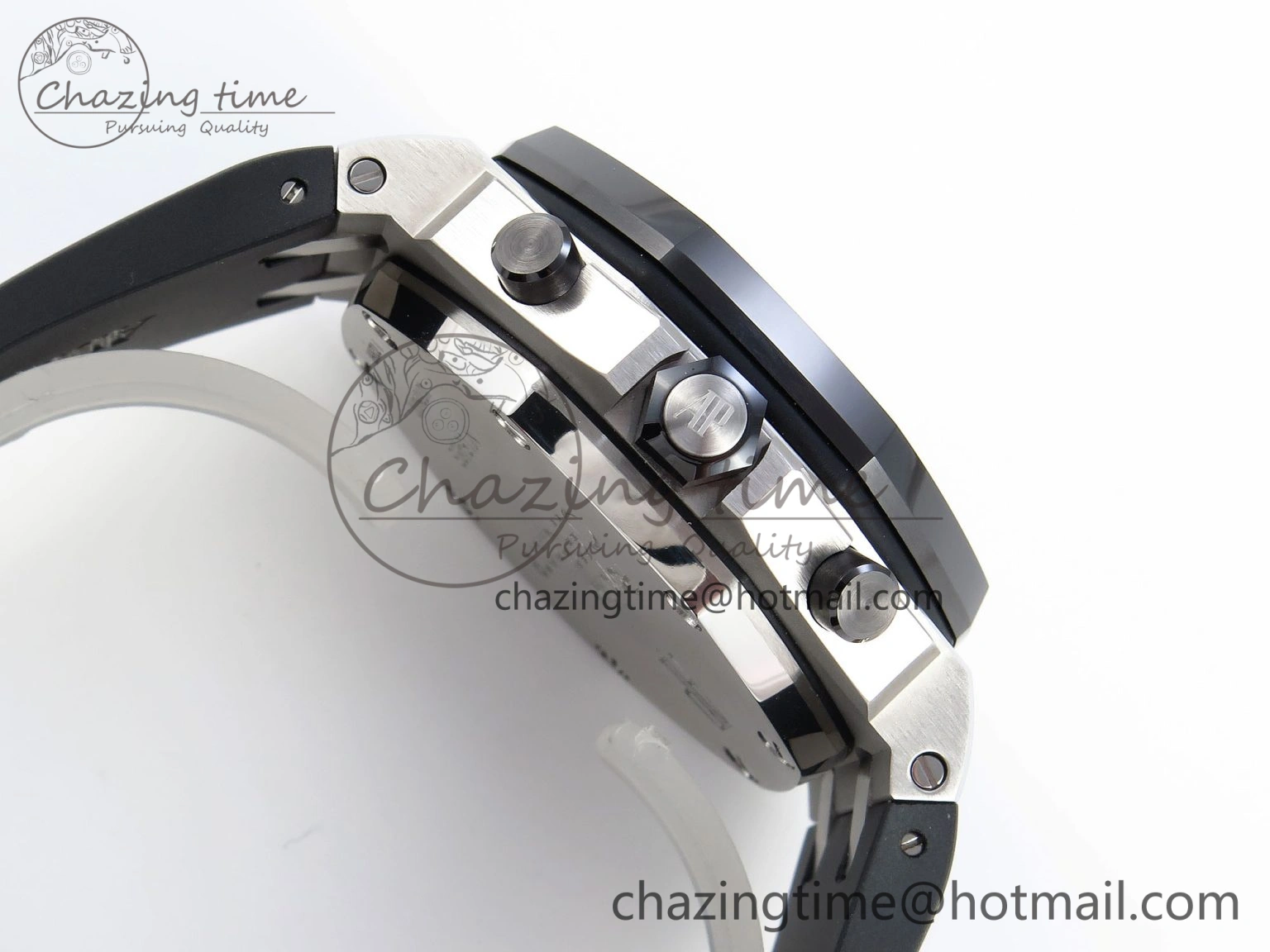 NewStyle ROYAL OAK OFFSHORE 42MM SS APF 1:1 BEST EDITION BLACK DIAL WHITE MARKERS CERAMIC BEZEL ON BLACK RUBBER STRAP A 4514