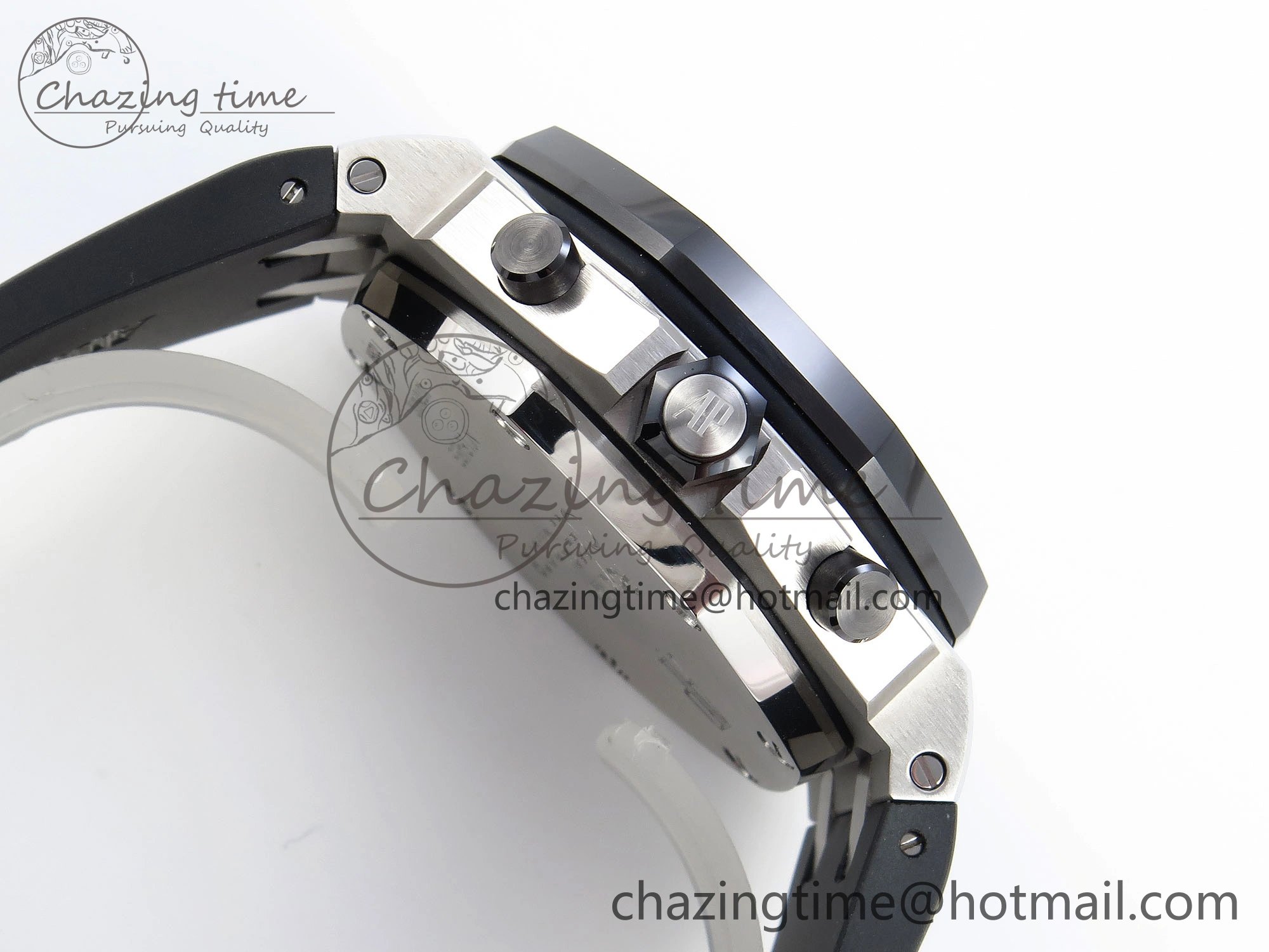 NewStyle ROYAL OAK OFFSHORE 42MM SS APF 1:1 BEST EDITION BLACK DIAL WHITE MARKERS CERAMIC BEZEL ON BLACK RUBBER STRAP A 4514