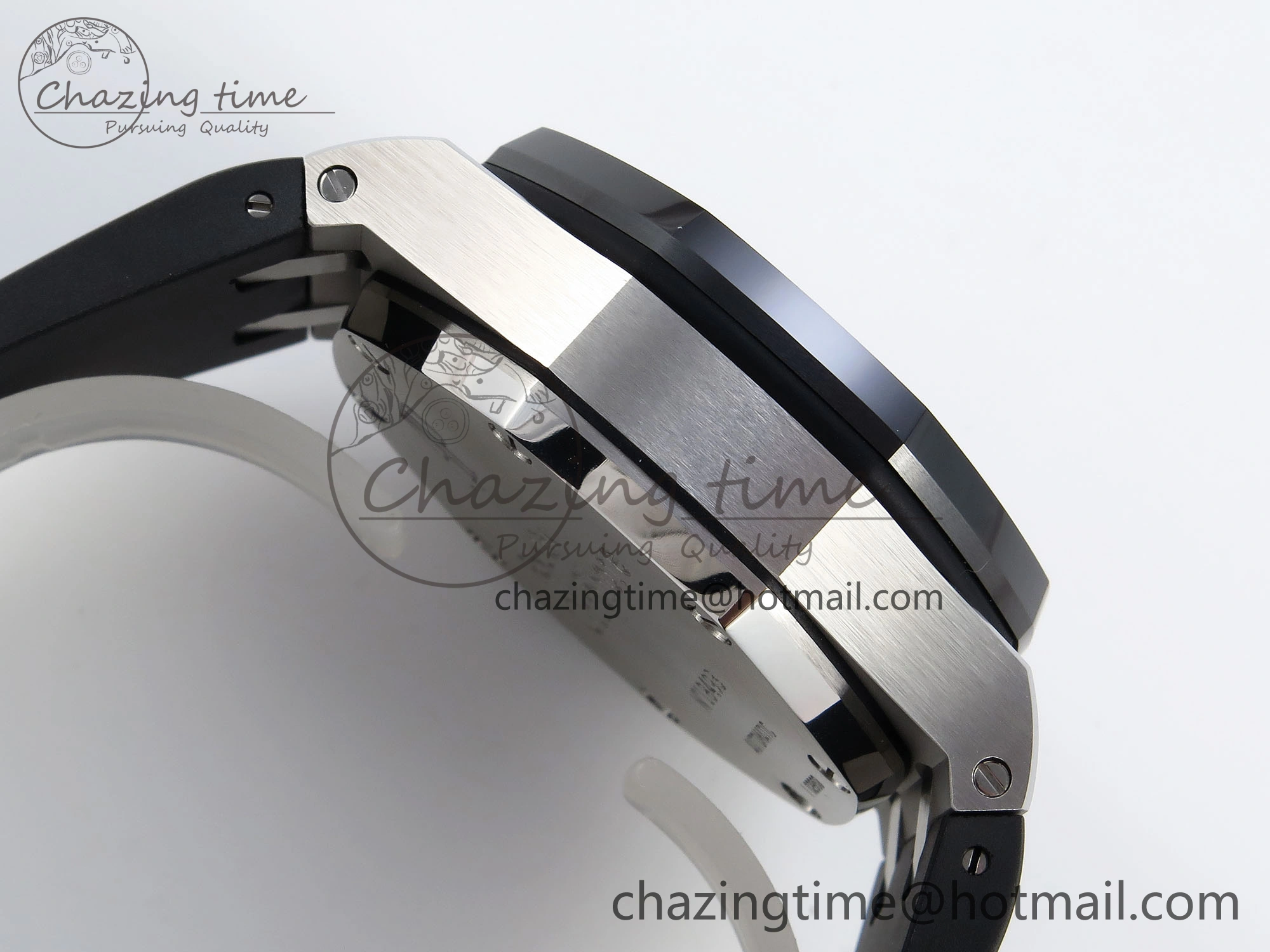 NewStyle ROYAL OAK OFFSHORE 42MM SS APF 1:1 BEST EDITION BLACK DIAL WHITE MARKERS CERAMIC BEZEL ON BLACK RUBBER STRAP A 4514