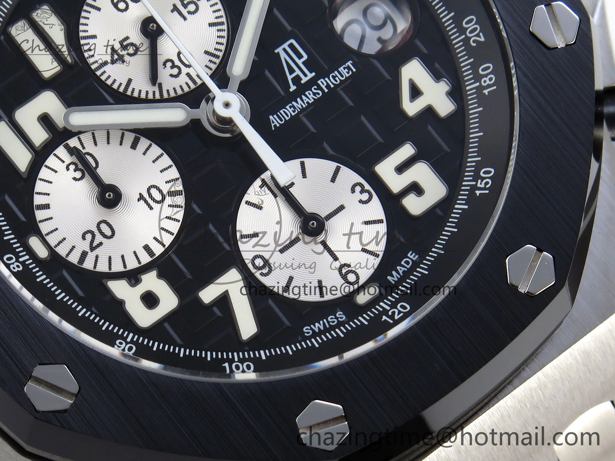 NewStyle ROYAL OAK OFFSHORE 42MM SS APF 1:1 BEST EDITION BLACK DIAL WHITE MARKERS CERAMIC BEZEL ON BLACK RUBBER STRAP A 4514