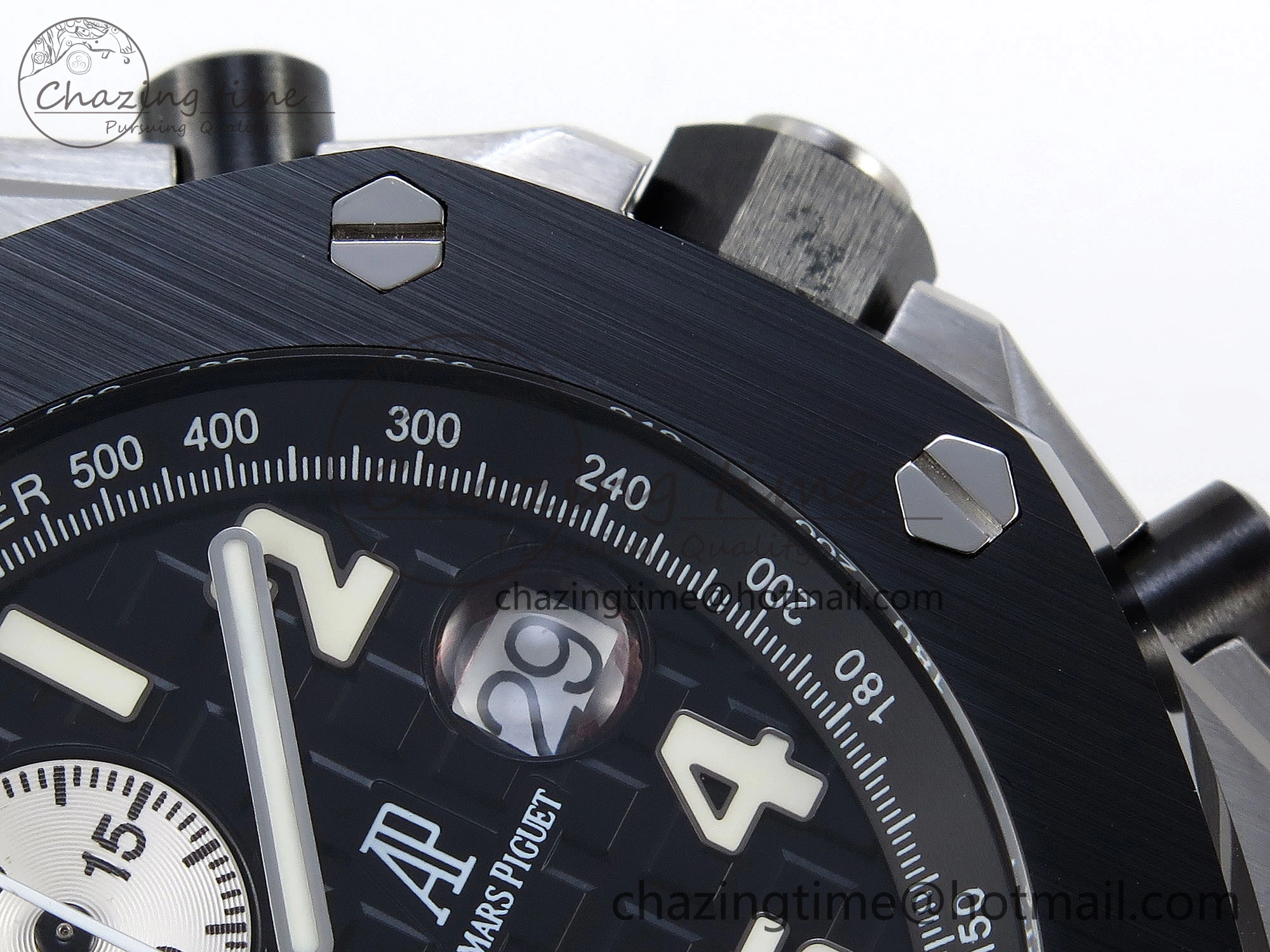 NewStyle ROYAL OAK OFFSHORE 42MM SS APF 1:1 BEST EDITION BLACK DIAL WHITE MARKERS CERAMIC BEZEL ON BLACK RUBBER STRAP A 4514