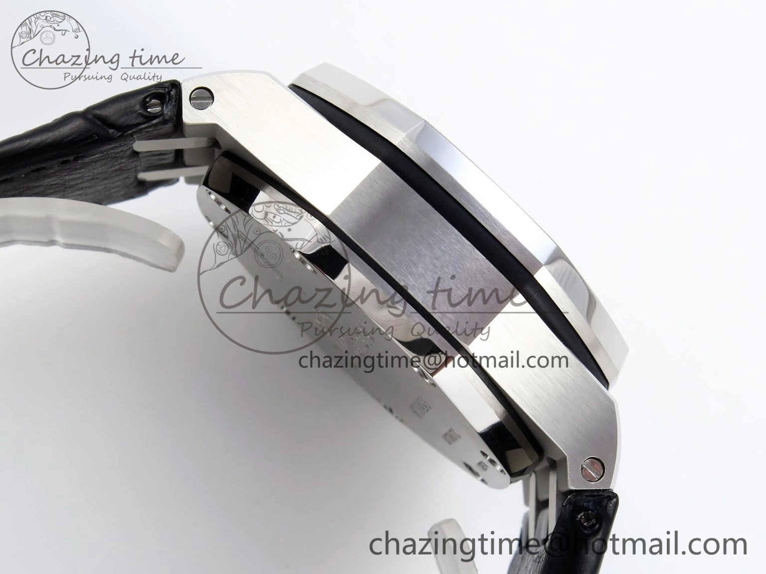 Comfortable ROYAL OAK OFFSHORE 42MM SS APF 1:1 BEST EDITION BLACK DIAL WHITE MARKERS ON BLACK LEATHER STRAP A 4512