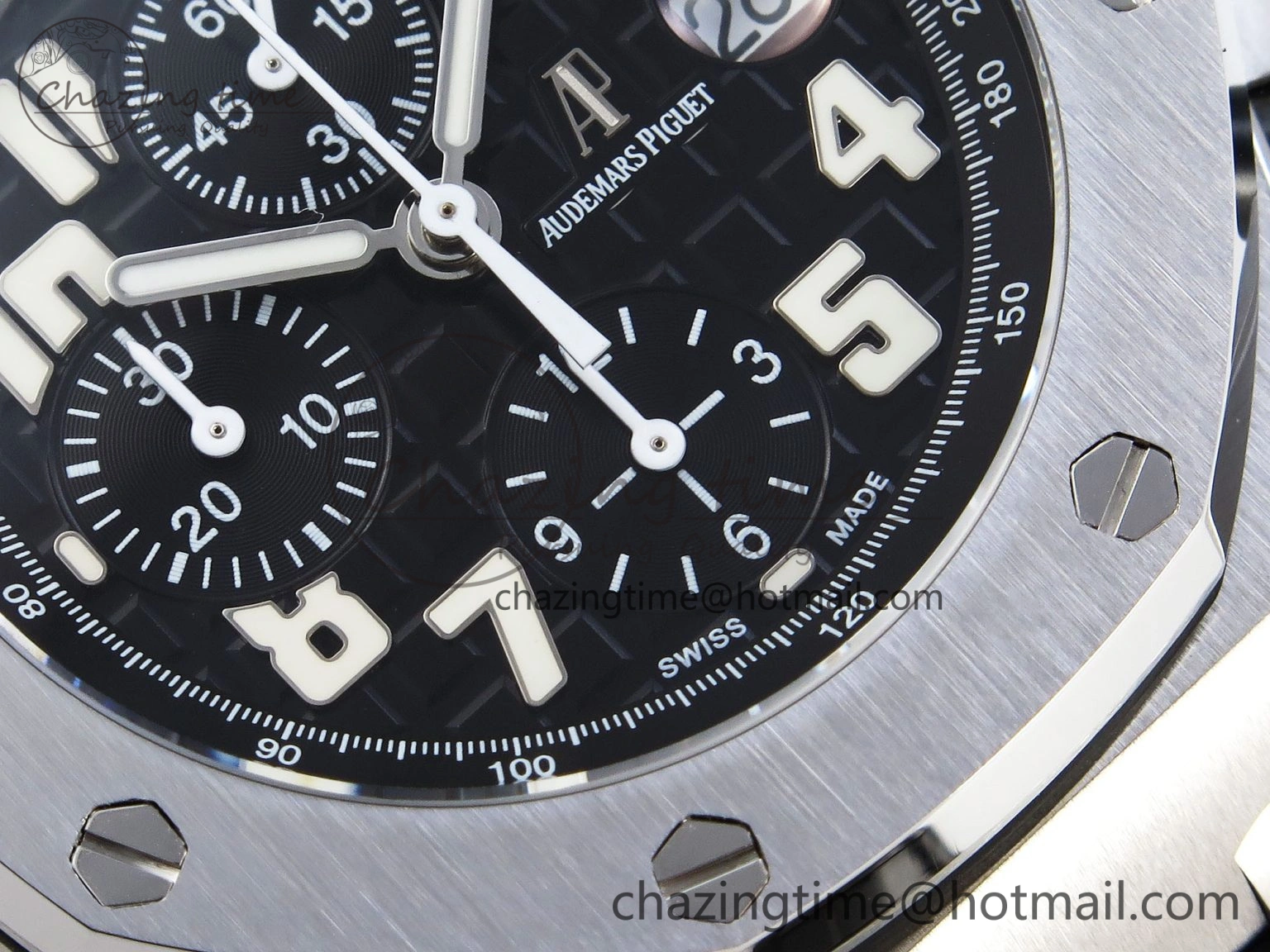 Comfortable ROYAL OAK OFFSHORE 42MM SS APF 1:1 BEST EDITION BLACK DIAL WHITE MARKERS ON BLACK LEATHER STRAP A 4512