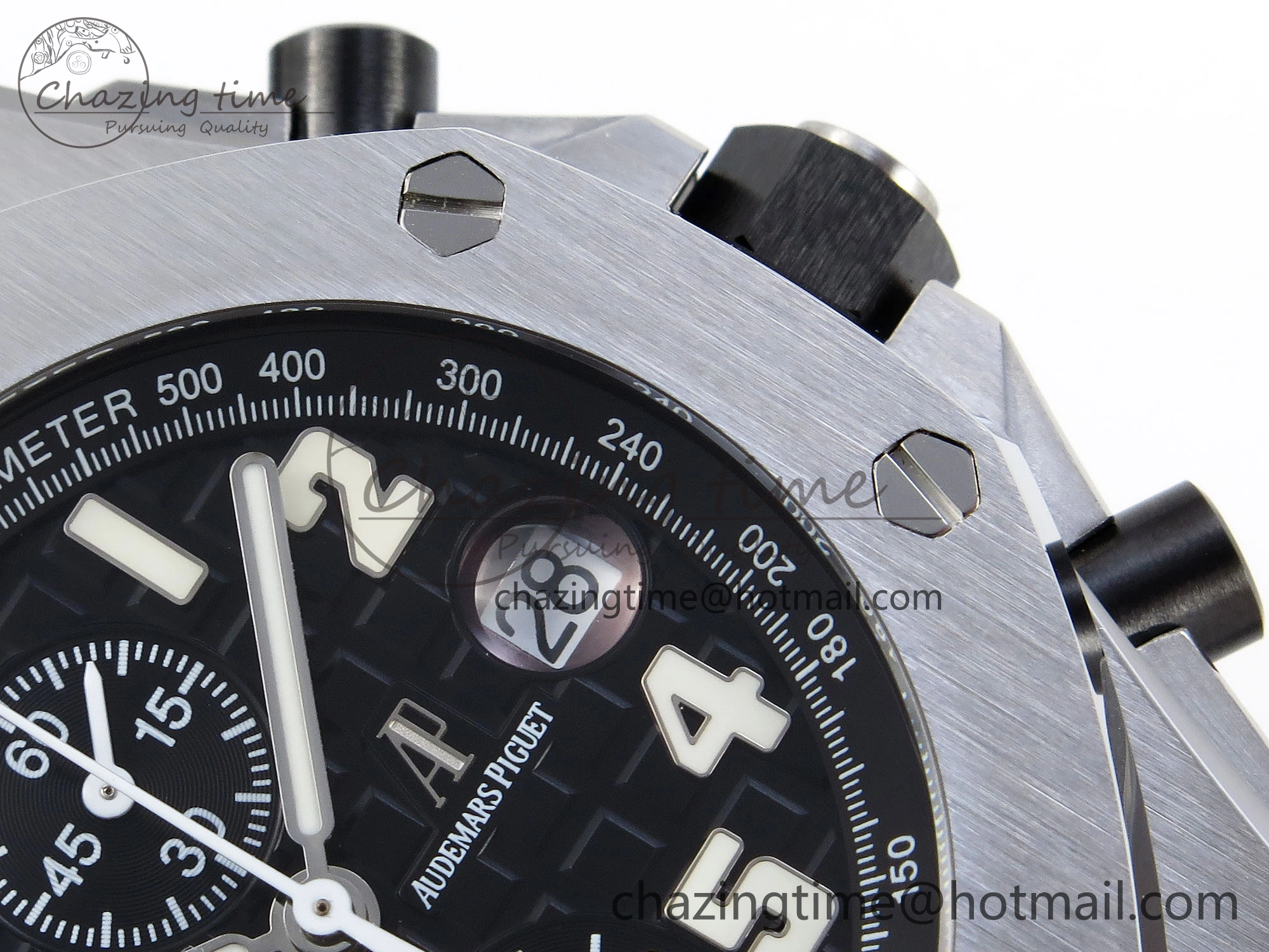Comfortable ROYAL OAK OFFSHORE 42MM SS APF 1:1 BEST EDITION BLACK DIAL WHITE MARKERS ON BLACK LEATHER STRAP A 4512