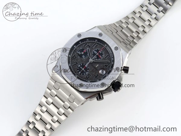 ROYAL OAK OFFSHORE 42MM SS APF 1:1 BEST EDITION GRAY DIAL BLACK MARKERS ON SS BRACELET A FreshLook 4515