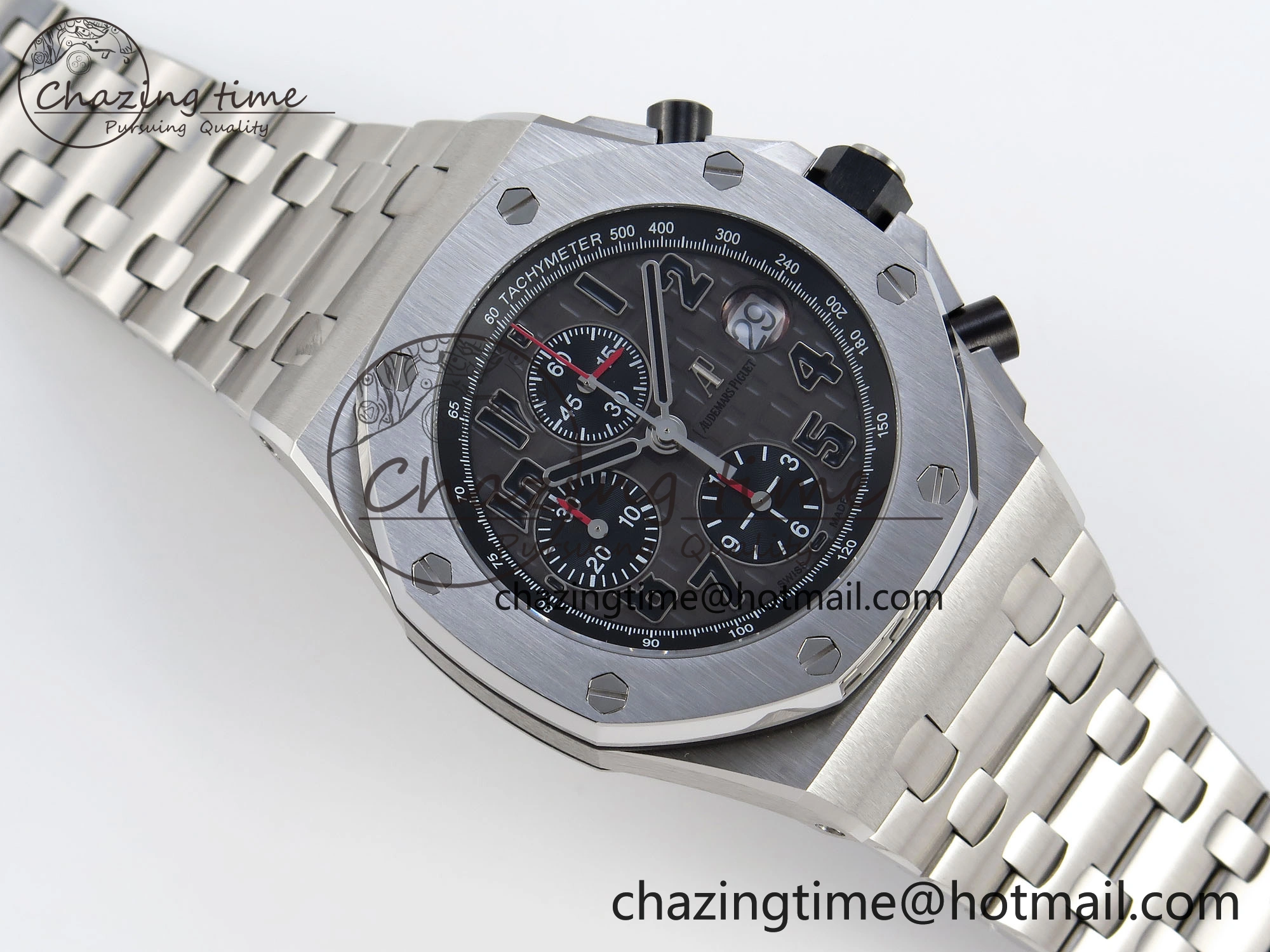 ROYAL OAK OFFSHORE 42MM SS APF 1:1 BEST EDITION GRAY DIAL BLACK MARKERS ON SS BRACELET A FreshLook 4515