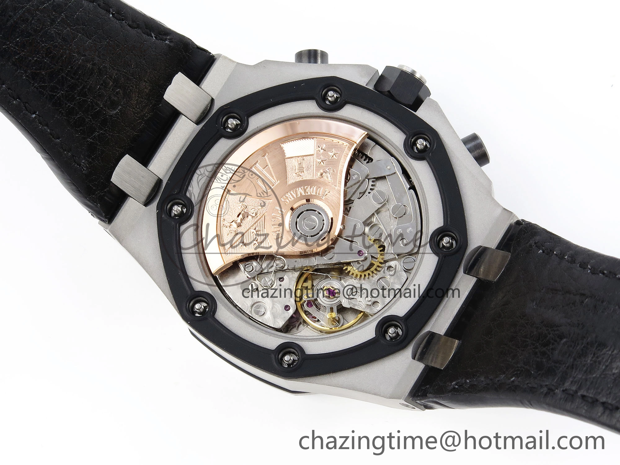 SoftTouch ROYAL OAK OFFSHORE 42MM VOLCANO SS APF 1:1 BEST EDITION BLACK DIAL ORANGE MARKERS ON BLACK LEATHER STRAP A 4513