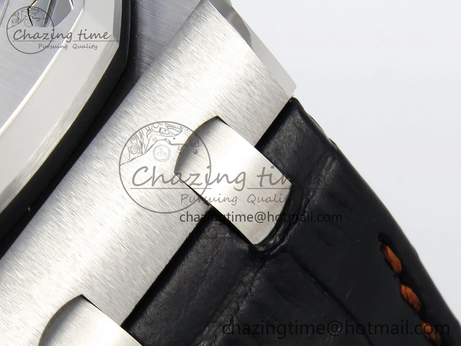 SoftTouch ROYAL OAK OFFSHORE 42MM VOLCANO SS APF 1:1 BEST EDITION BLACK DIAL ORANGE MARKERS ON BLACK LEATHER STRAP A 4513
