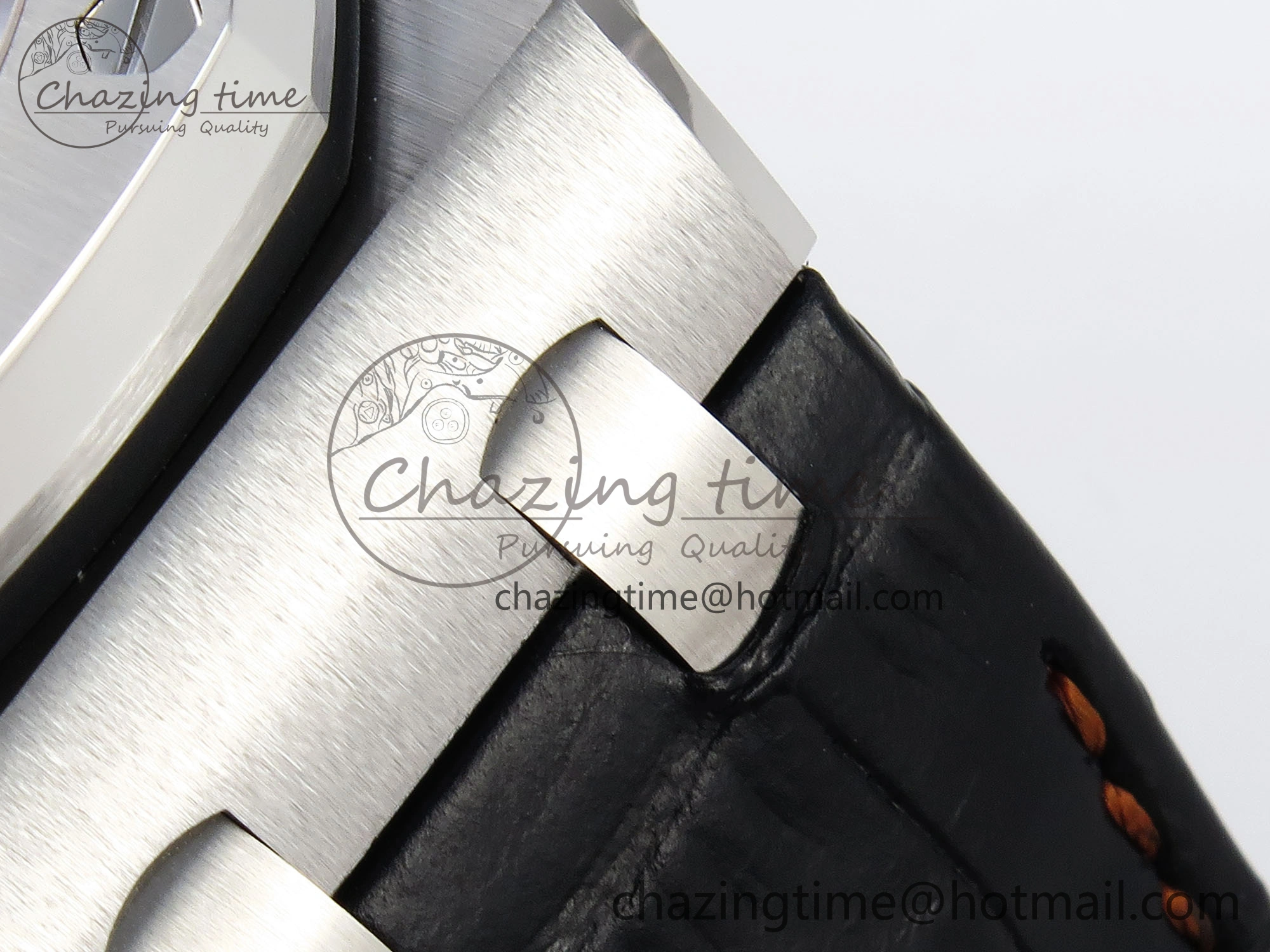 SoftTouch ROYAL OAK OFFSHORE 42MM VOLCANO SS APF 1:1 BEST EDITION BLACK DIAL ORANGE MARKERS ON BLACK LEATHER STRAP A 4513