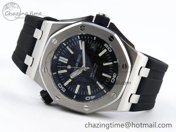StreetReady ROYAL OAK OFFSHORE DIVER 15710 IPF 1:1 BEST EDITION BLACK DIAL ON BLACK RUBBER STRAP SA3120 SUPER CLONE 4508