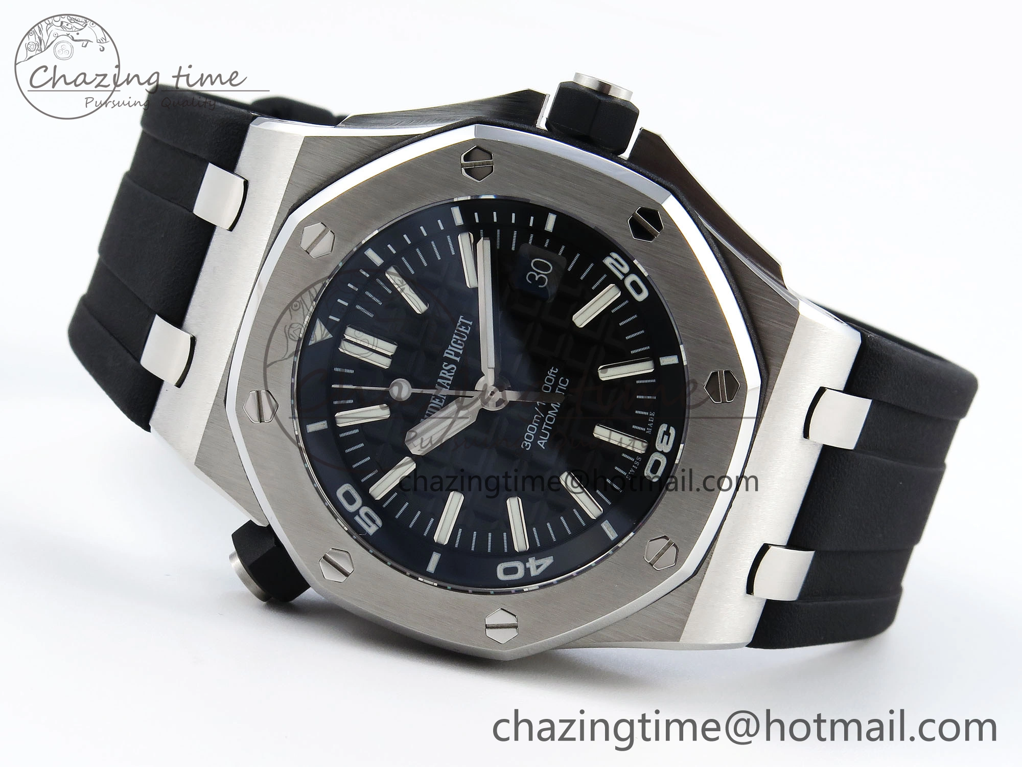 StreetReady ROYAL OAK OFFSHORE DIVER 15710 IPF 1:1 BEST EDITION BLACK DIAL ON BLACK RUBBER STRAP SA3120 SUPER CLONE 4508