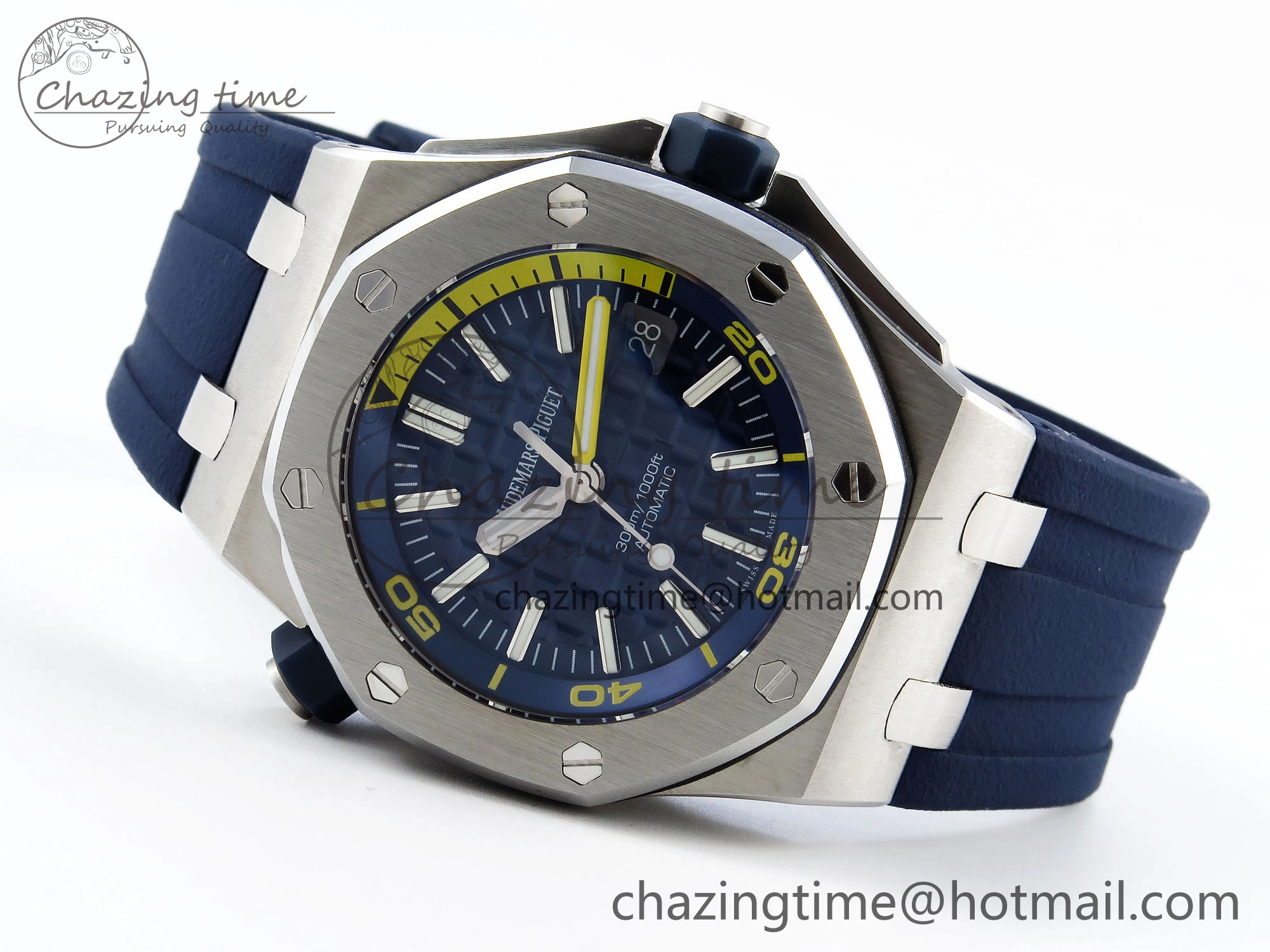 ROYAL OAK OFFSHORE DIVER 15710 IPF 1:1 BEST EDITION BLUE DIAL ON BLUE RUBBER STRAP SA3120 SUPER CLONE RelaxedFit 4511