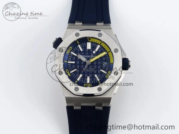ROYAL OAK OFFSHORE DIVER 15710 IPF 1:1 BEST EDITION BLUE DIAL ON BLUE RUBBER STRAP SA3120 SUPER CLONE RelaxedFit 4511