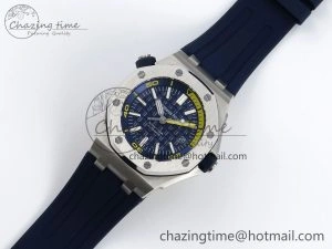 ROYAL OAK OFFSHORE DIVER 15710 IPF 1:1 BEST EDITION BLUE DIAL ON BLUE RUBBER STRAP SA3120 SUPER CLONE RelaxedFit 4511