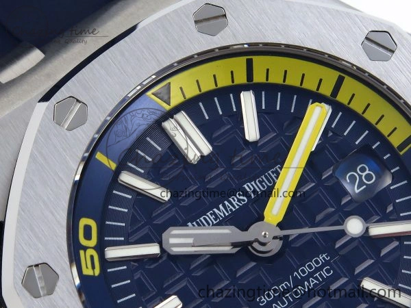 ROYAL OAK OFFSHORE DIVER 15710 IPF 1:1 BEST EDITION BLUE DIAL ON BLUE RUBBER STRAP SA3120 SUPER CLONE RelaxedFit 4511