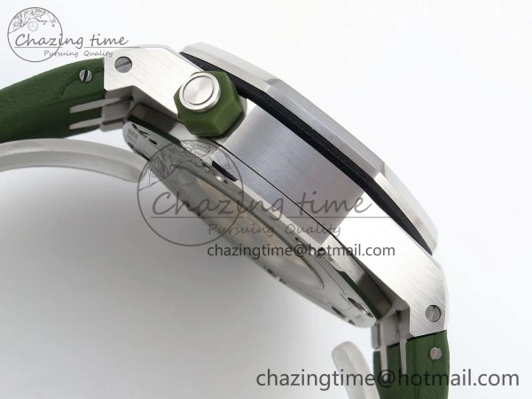 SunProtective ROYAL OAK OFFSHORE DIVER 15710 IPF 1:1 BEST EDITION GREEN DIAL ON GREEN RUBBER STRAP SA3120 SUPER CLONE 4510