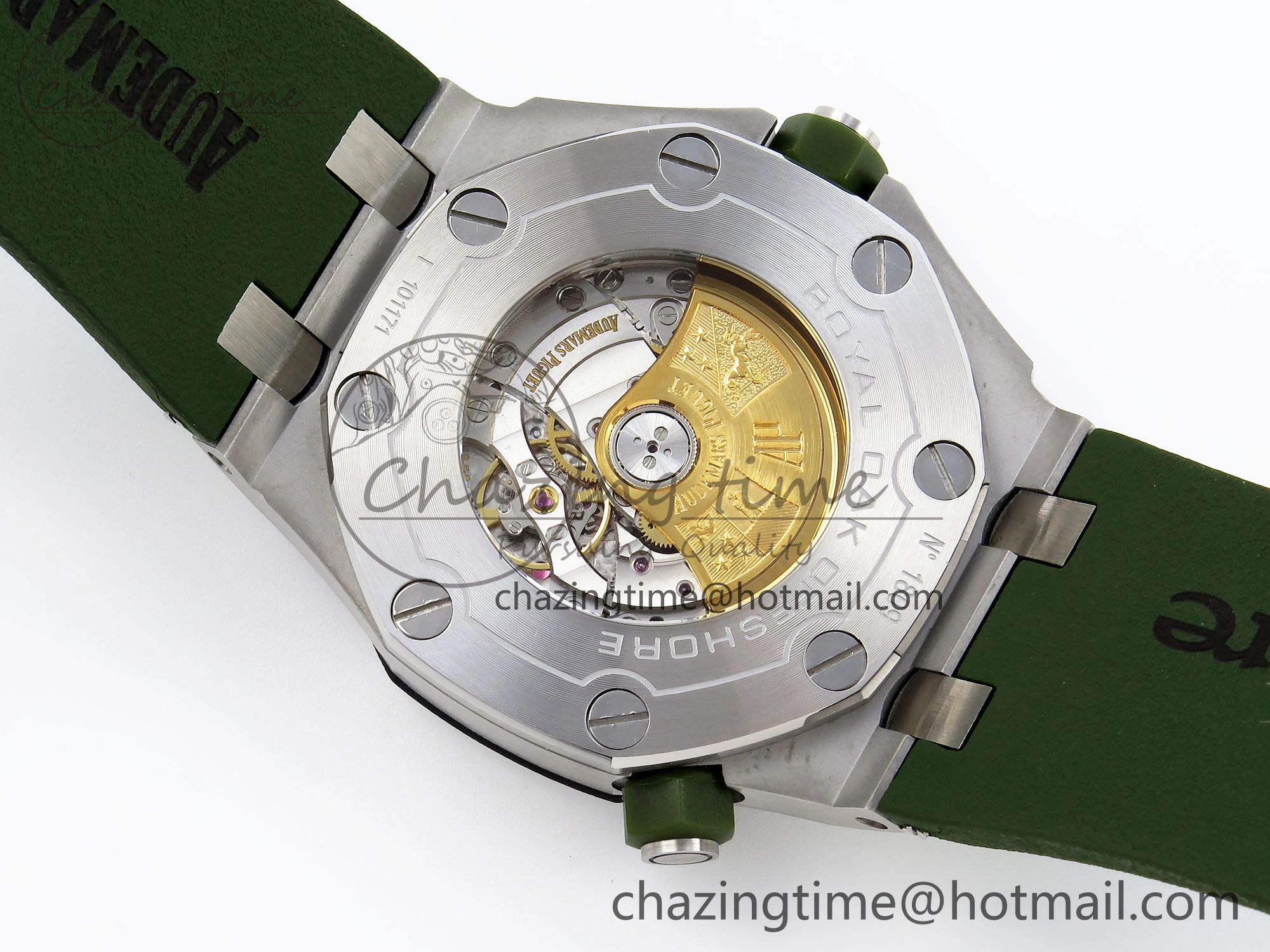 SunProtective ROYAL OAK OFFSHORE DIVER 15710 IPF 1:1 BEST EDITION GREEN DIAL ON GREEN RUBBER STRAP SA3120 SUPER CLONE 4510