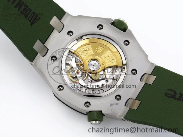 SunProtective ROYAL OAK OFFSHORE DIVER 15710 IPF 1:1 BEST EDITION GREEN DIAL ON GREEN RUBBER STRAP SA3120 SUPER CLONE 4510
