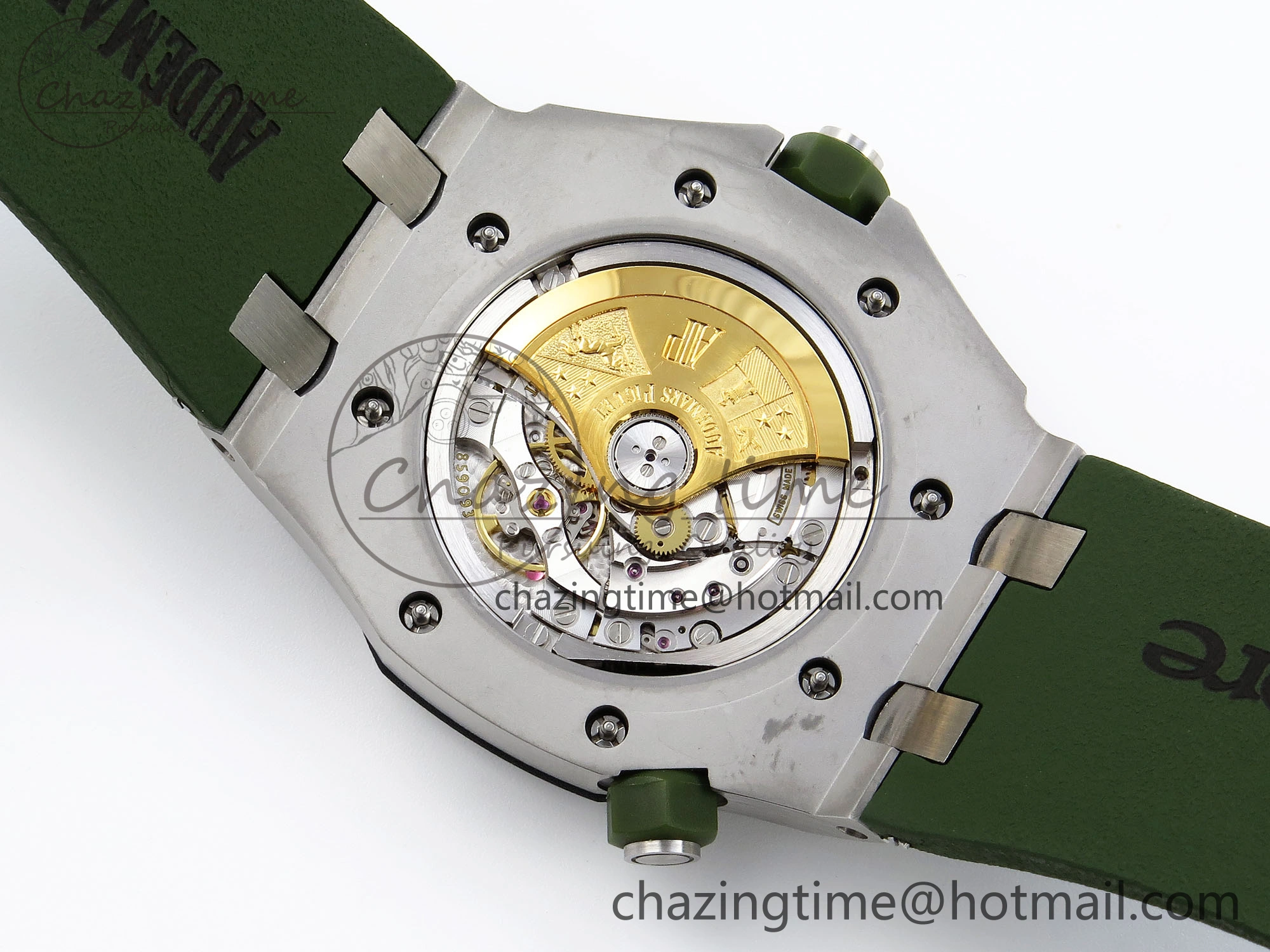 SunProtective ROYAL OAK OFFSHORE DIVER 15710 IPF 1:1 BEST EDITION GREEN DIAL ON GREEN RUBBER STRAP SA3120 SUPER CLONE 4510