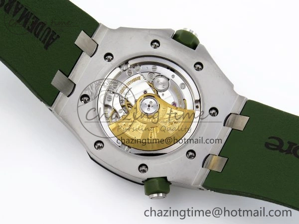 SunProtective ROYAL OAK OFFSHORE DIVER 15710 IPF 1:1 BEST EDITION GREEN DIAL ON GREEN RUBBER STRAP SA3120 SUPER CLONE 4510
