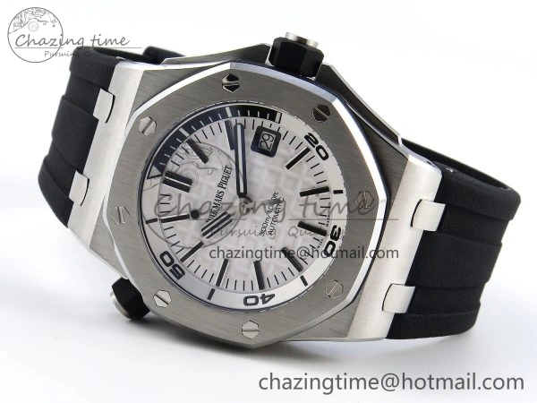 SmartChoice ROYAL OAK OFFSHORE DIVER 15710 IPF 1:1 BEST EDITION WHITE DIAL ON BLACK RUBBER STRAP SA3120 SUPER CLONE 4507