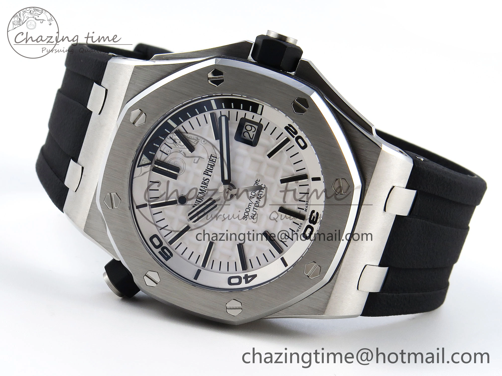 SmartChoice ROYAL OAK OFFSHORE DIVER 15710 IPF 1:1 BEST EDITION WHITE DIAL ON BLACK RUBBER STRAP SA3120 SUPER CLONE 4507