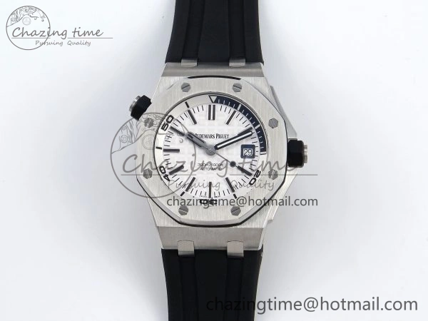 SmartChoice ROYAL OAK OFFSHORE DIVER 15710 IPF 1:1 BEST EDITION WHITE DIAL ON BLACK RUBBER STRAP SA3120 SUPER CLONE 4507