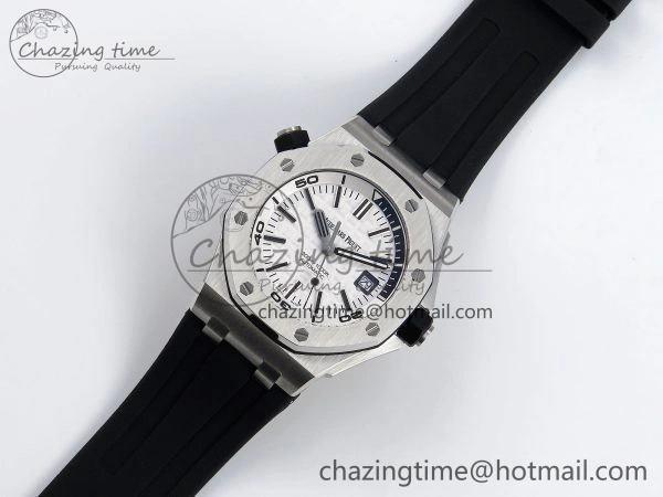 SmartChoice ROYAL OAK OFFSHORE DIVER 15710 IPF 1:1 BEST EDITION WHITE DIAL ON BLACK RUBBER STRAP SA3120 SUPER CLONE 4507