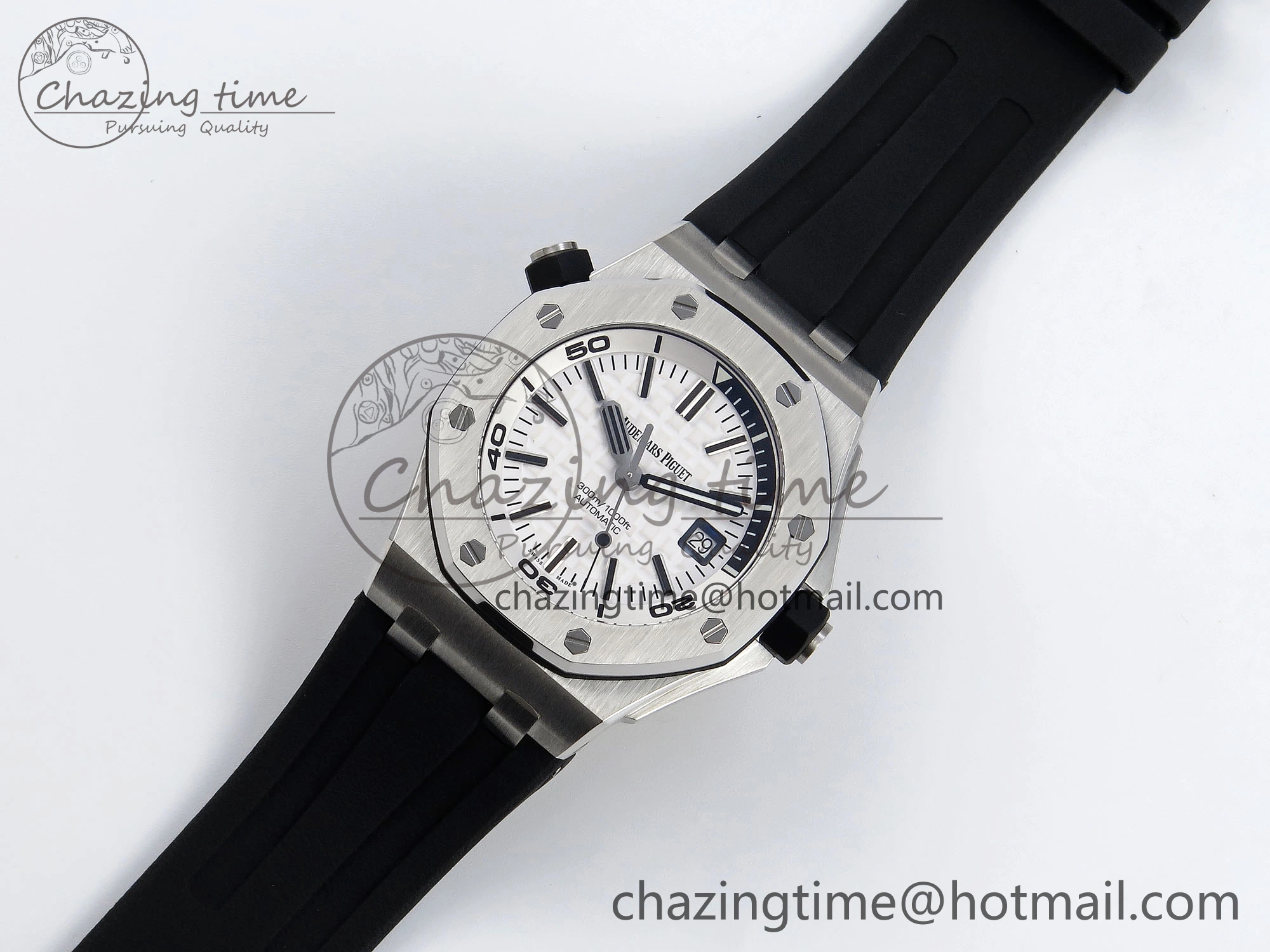 SmartChoice ROYAL OAK OFFSHORE DIVER 15710 IPF 1:1 BEST EDITION WHITE DIAL ON BLACK RUBBER STRAP SA3120 SUPER CLONE 4507
