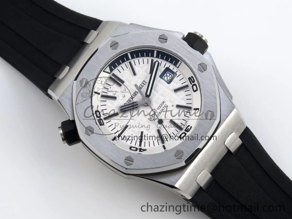 SmartChoice ROYAL OAK OFFSHORE DIVER 15710 IPF 1:1 BEST EDITION WHITE DIAL ON BLACK RUBBER STRAP SA3120 SUPER CLONE 4507
