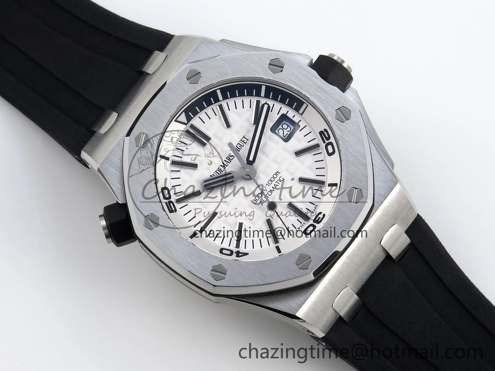 SmartChoice ROYAL OAK OFFSHORE DIVER 15710 IPF 1:1 BEST EDITION WHITE DIAL ON BLACK RUBBER STRAP SA3120 SUPER CLONE 4507