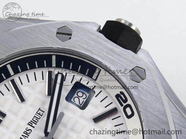 SmartChoice ROYAL OAK OFFSHORE DIVER 15710 IPF 1:1 BEST EDITION WHITE DIAL ON BLACK RUBBER STRAP SA3120 SUPER CLONE 4507