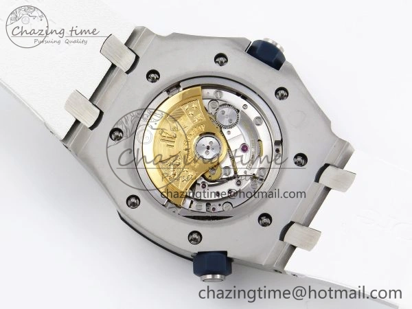 ROYAL OAK OFFSHORE DIVER 15710 IPF 1:1 BEST EDITION WHITE DIAL ON WHITE RUBBER STRAP SA3120 SUPER CLONE DailyWear 4509