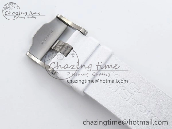 ROYAL OAK OFFSHORE DIVER 15710 IPF 1:1 BEST EDITION WHITE DIAL ON WHITE RUBBER STRAP SA3120 SUPER CLONE DailyWear 4509