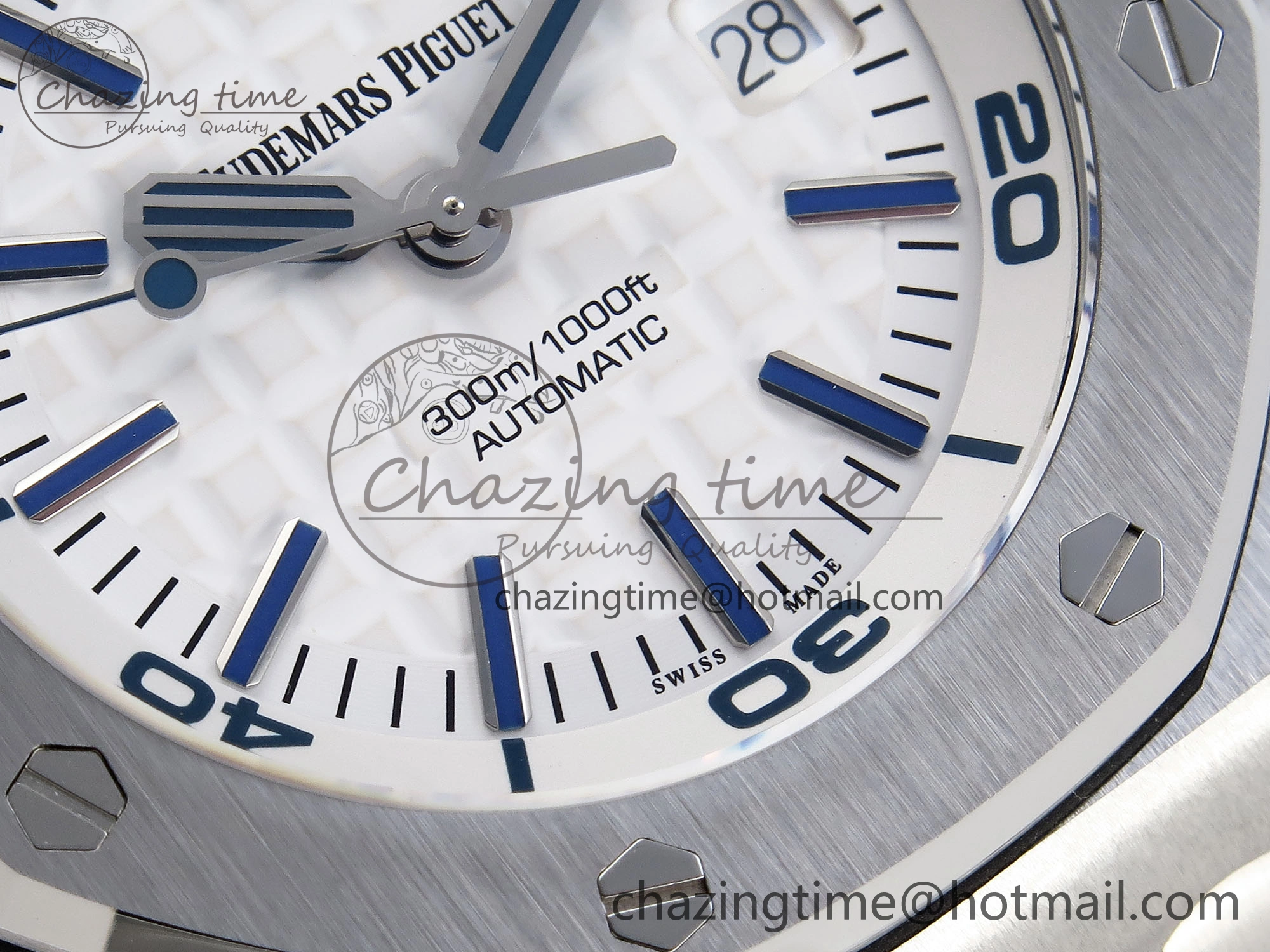 ROYAL OAK OFFSHORE DIVER 15710 IPF 1:1 BEST EDITION WHITE DIAL ON WHITE RUBBER STRAP SA3120 SUPER CLONE DailyWear 4509
