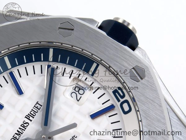ROYAL OAK OFFSHORE DIVER 15710 IPF 1:1 BEST EDITION WHITE DIAL ON WHITE RUBBER STRAP SA3120 SUPER CLONE DailyWear 4509