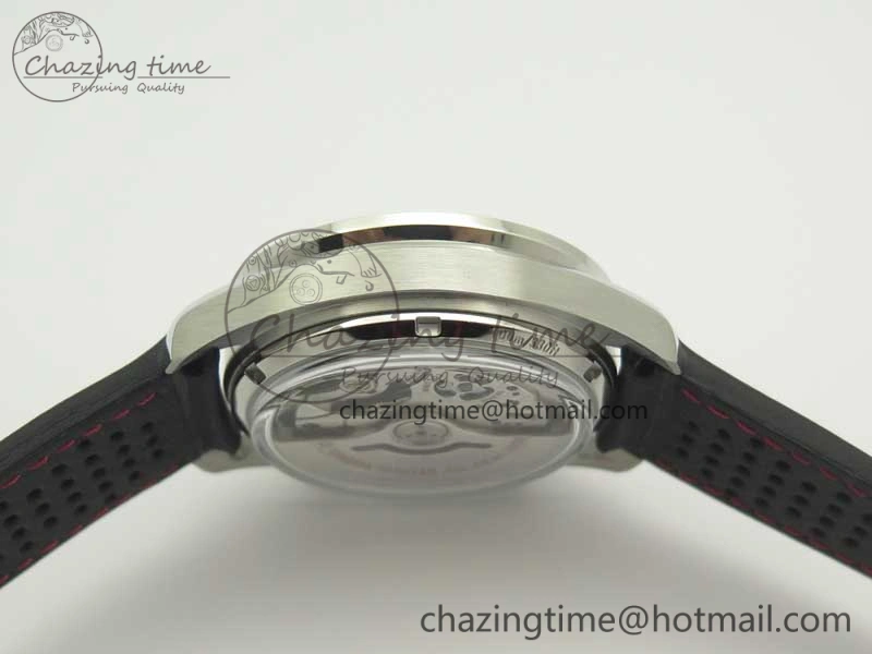 Breathable Racing Master Chronometer OMF 1:1 Best Edition Black Dial Orange Hand on Black Leather Strap A 7999