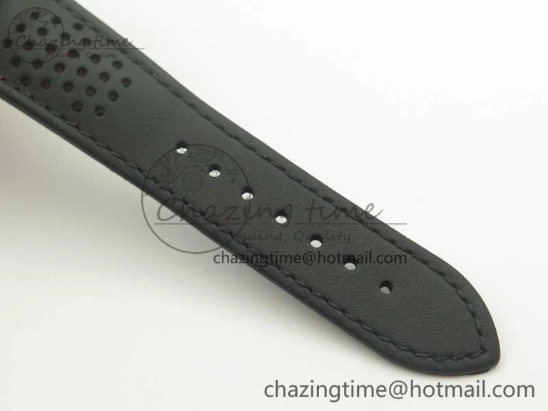 Breathable Racing Master Chronometer OMF 1:1 Best Edition Black Dial Orange Hand on Black Leather Strap A 7999